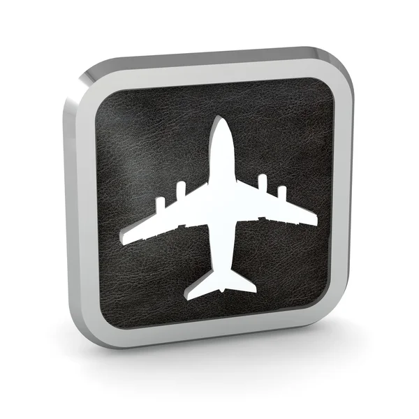 Black airplane icon on a white background — Stock Photo, Image