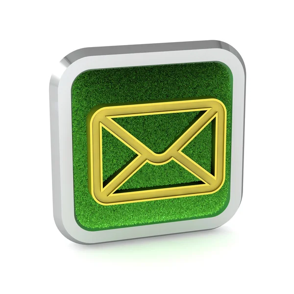 Green grass email icon on a white background — Stock Photo, Image