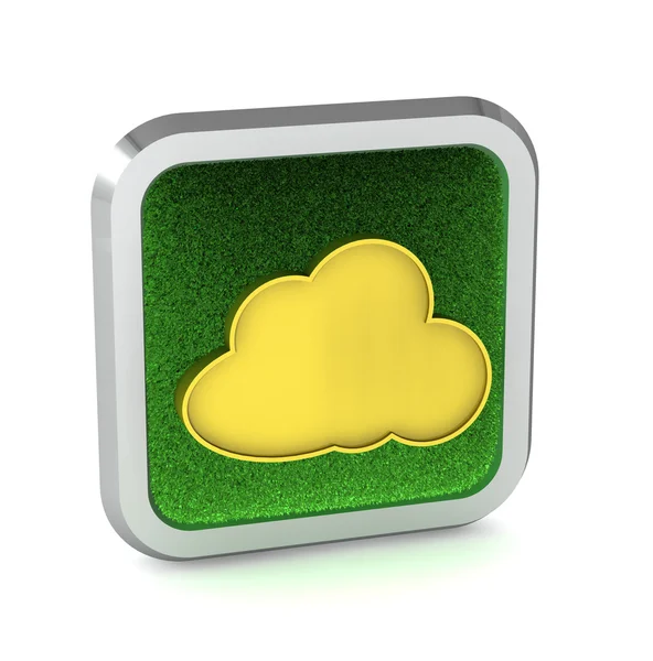 Icona in erba con nuvola su sfondo bianco — Foto Stock