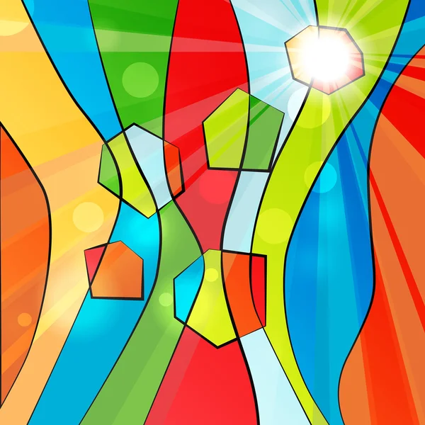 Kleurrijke abstracte gestreepte achtergrond met stralen — Stockvector