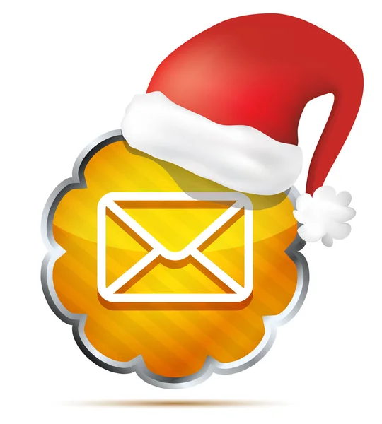 Orange mail icon with Red Santa Claus Hat isolated on a white b — Stock Vector