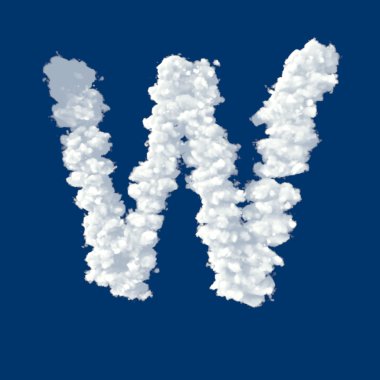 mavi bir arka plan üzerinde w harfi şeklinde bulutlar