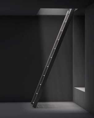 tavanda bir hale ile gri iç merdiven