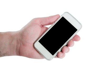 kadın eli gösteren izole ekranlı akıllı telefon