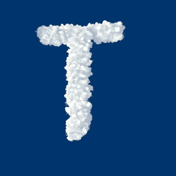 Nuages en forme de lettre T sur fond bleu — Photo