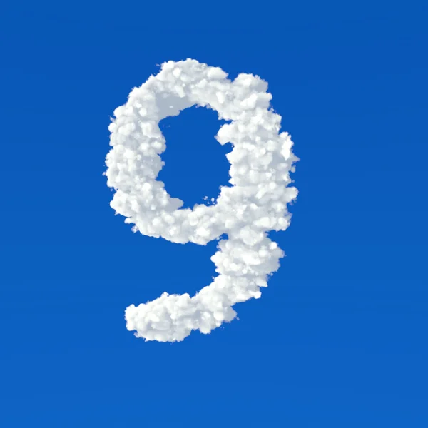 Clouds in shape of number nine on a blue background — Stock Photo, Image