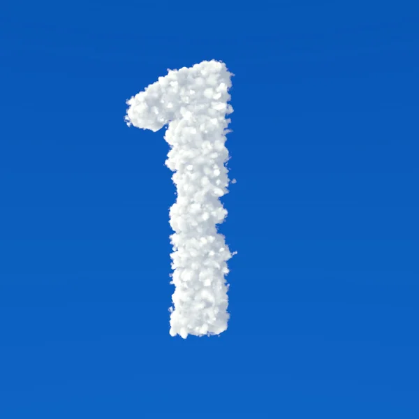 Clouds in shape of number one on a blue background — Stock Photo, Image