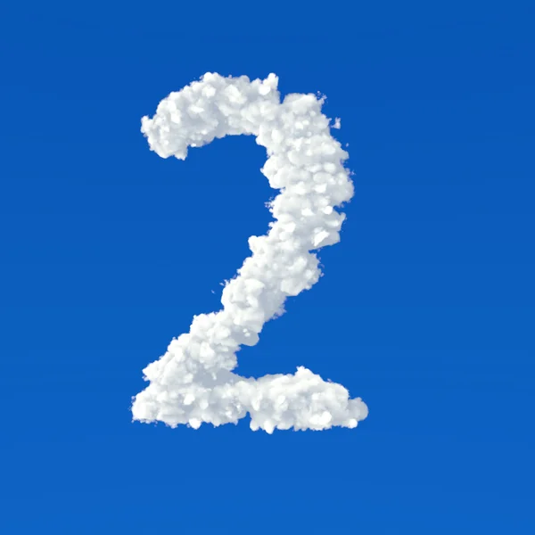 Clouds in shape of number two on a blue background — Stock Photo, Image