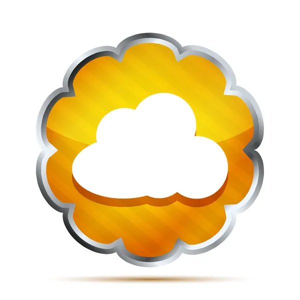 Felhő, fehér alapon sárga csíkos ikon — Stock Vector