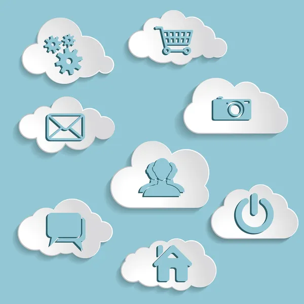 Abstract clouds collection with social networks icons — Stock Photo, Image