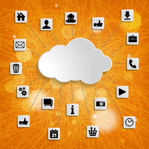 Abstracte cloud computing-met sociale netwerken pictogrammen — Stockfoto