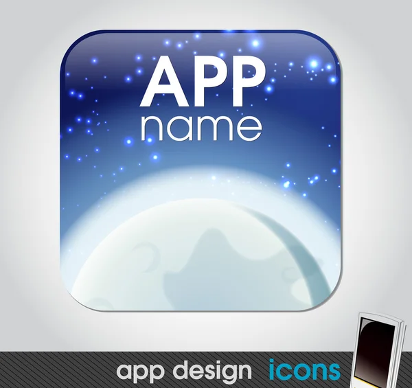 Night moon and space app icon for mobile devices — Stock Vector