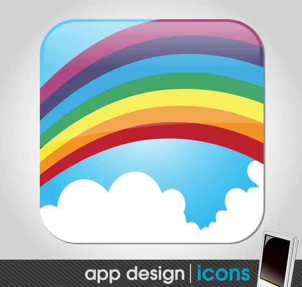 Regenboog in de lucht - eco en weer app pictogram voor mobiele apparaten — Stockvector