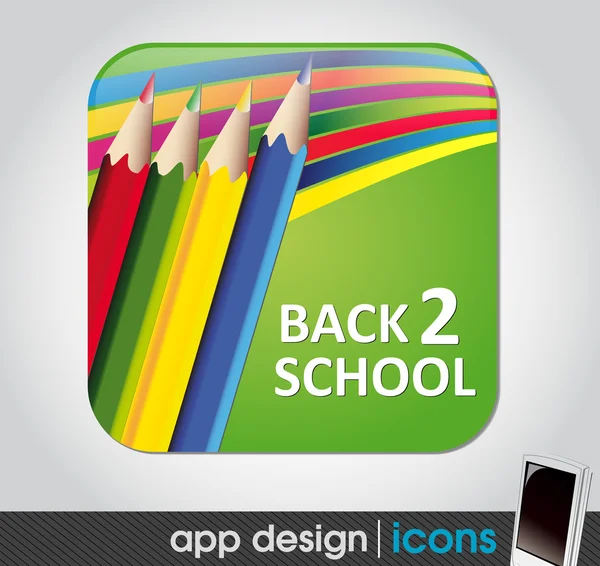 Ritorno a scuola - icona dell'app per dispositivi mobili — Vettoriale Stock
