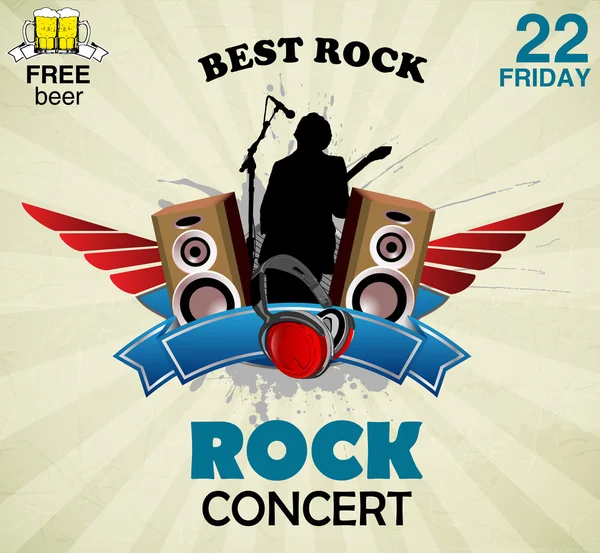Rock Müzik işareti - konser afişi — Stok Vektör