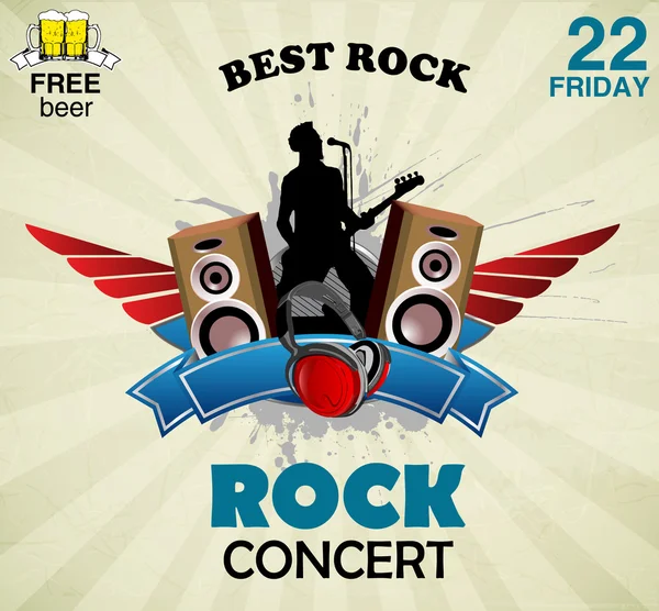 Rock Müzik işareti - konser afişi — Stok Vektör