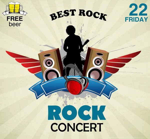 Segno di musica rock - poster del concerto — Vettoriale Stock