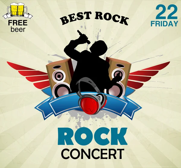 Rock music sign - concert poster — Stock Vector