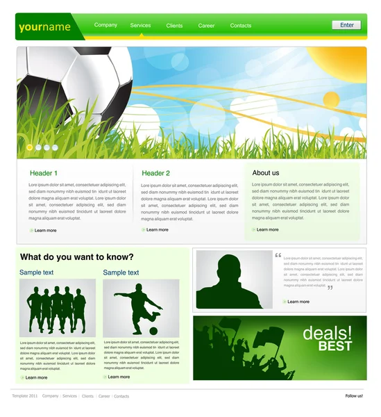 Sports web site design template - vector illustration — Stock Vector