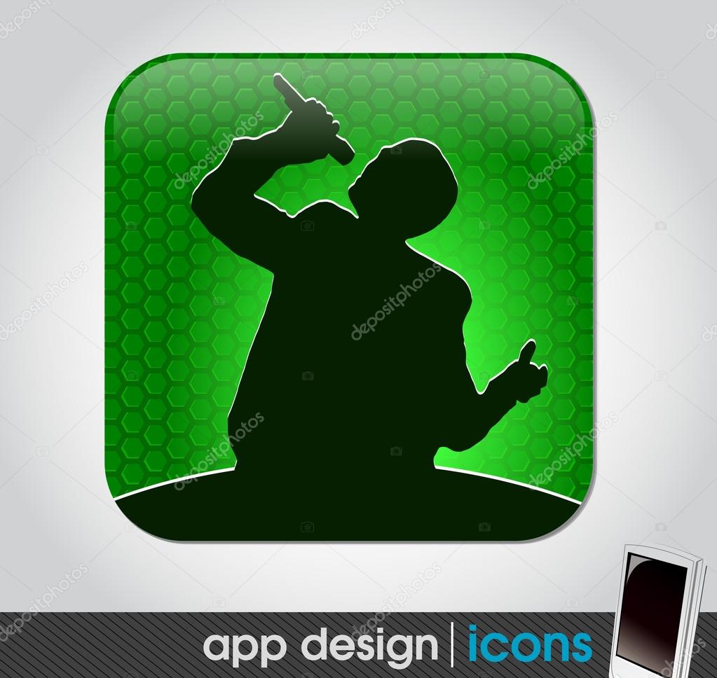 Star singer at the concert app icon for mobile devices