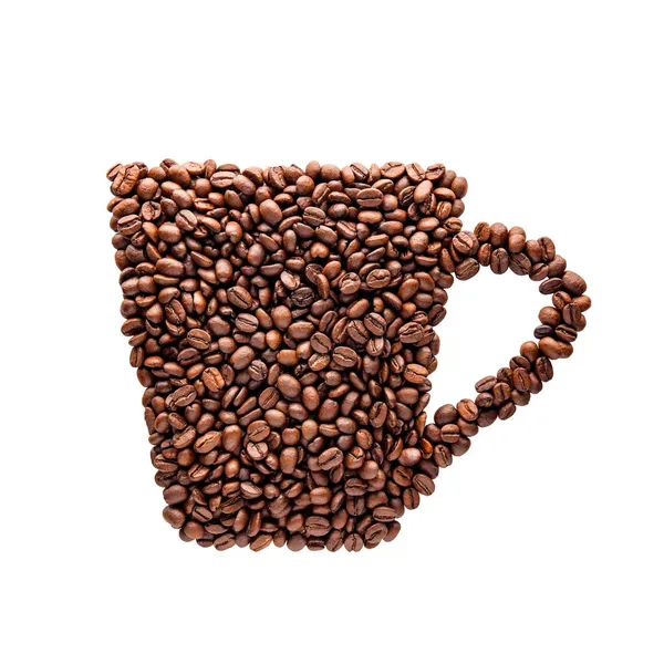 Kształt filiżanki kawy przez fasoli — Zdjęcie stockowe