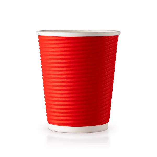 Recycling Paper Red Cup Isolated White Background — Stock Photo, Image