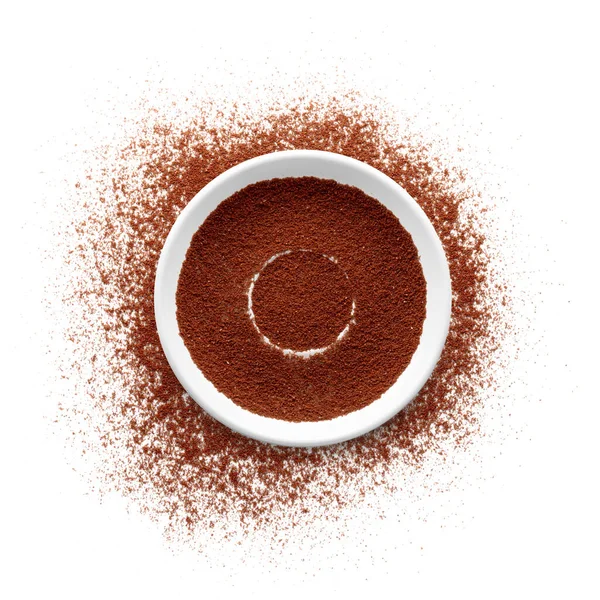 Coffee Powder Saucer Isolated White Background — Stock Photo, Image