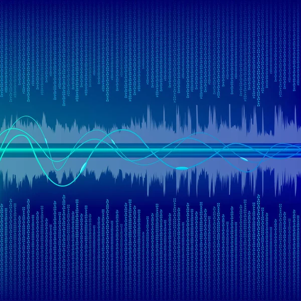 Binary Wave Sound Vector Illustration Background — Stock Vector