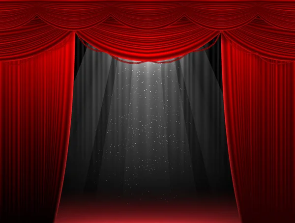 Red stage curtain illustration background — Stock Vector