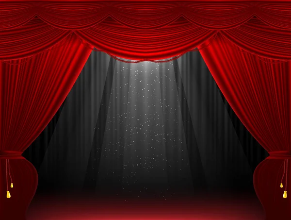 Red stage curtain illustration background — Stock Vector