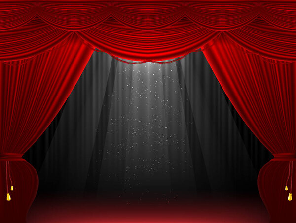 Red stage curtain illustration background