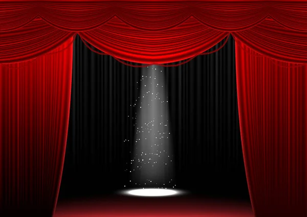 Vermelho palco cortina ilustração fundo — Vetor de Stock