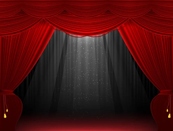 Red stage curtain illustration background — Stock Vector