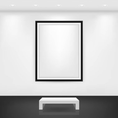 Çerçeve vektör illüstrasyonlu galeri odası.