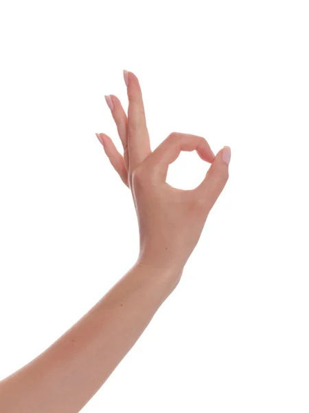 Female hand gesturing ok sign — Stock Photo, Image