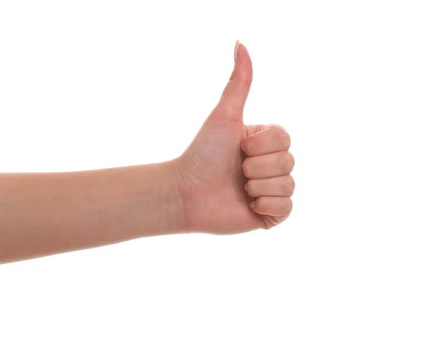 Female hand gesturing thumb up — Stock Photo, Image