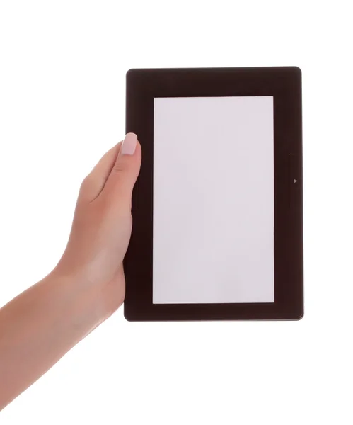 Female hand with tablet PC computer — Stock Photo, Image