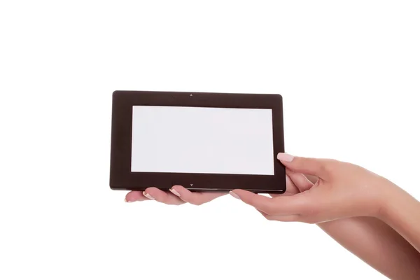 Kvinnliga händer med tablet pc-dator — Stockfoto