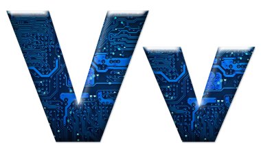 Beyaz arka plan üzerinde dijital harf v