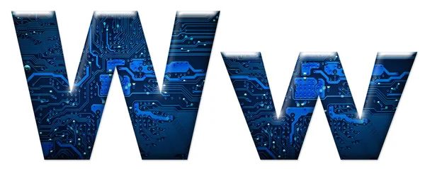 Dijital mektup beyaz arka plan üzerinde w