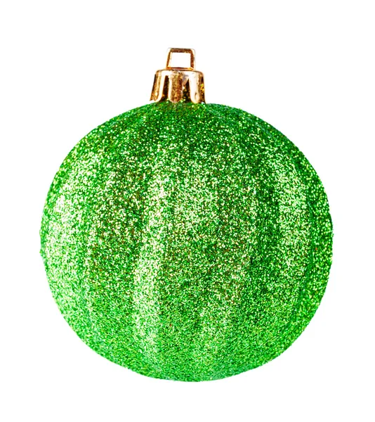 Boule de Noël verte sur fond blanc — Photo