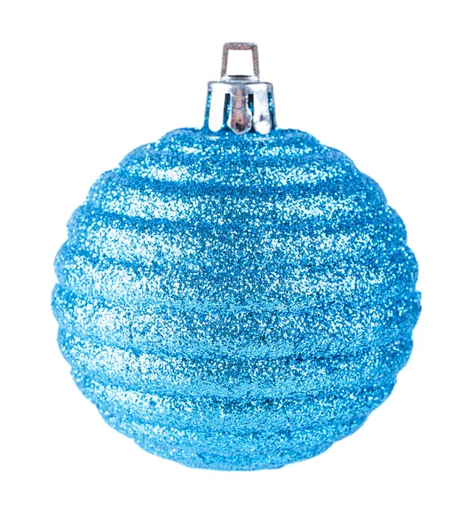 Boule de Noël bleue sur fond blanc — Photo