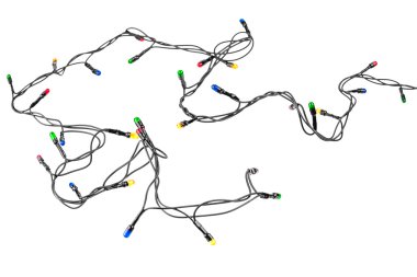 Beyaz arka plan üzerinde izole çok renkli lamba festival çelenk