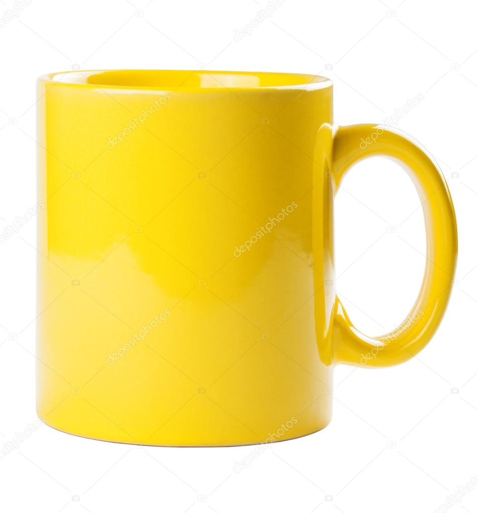 Yellow mug empty blank for coffee or tea