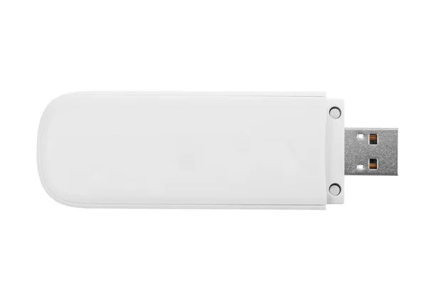 Branco usb flash drive isolado no fundo branco — Fotografia de Stock