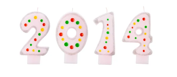 2014-es szöveg a születésnapi gyertyák — Stock Fotó