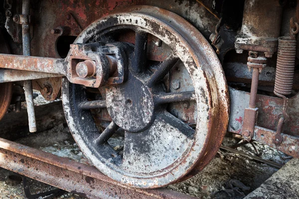 Roues de vieille locomotive à vapeur — Photo
