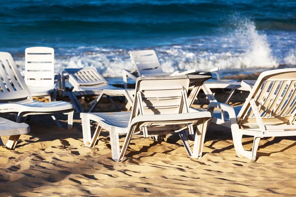Deckchairs on a beach — Stock Photo, Image