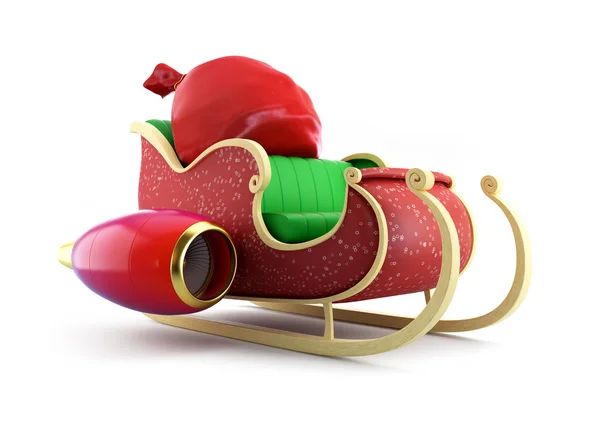 Santa släde och santa — Stockfoto