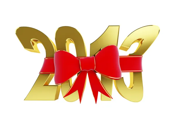 New year text red bow — Stock Photo, Image